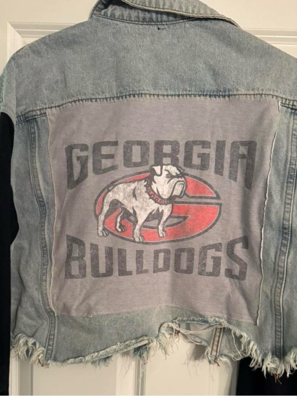 Georgia Bulldogs Distressed Light Blue Denim Jacket